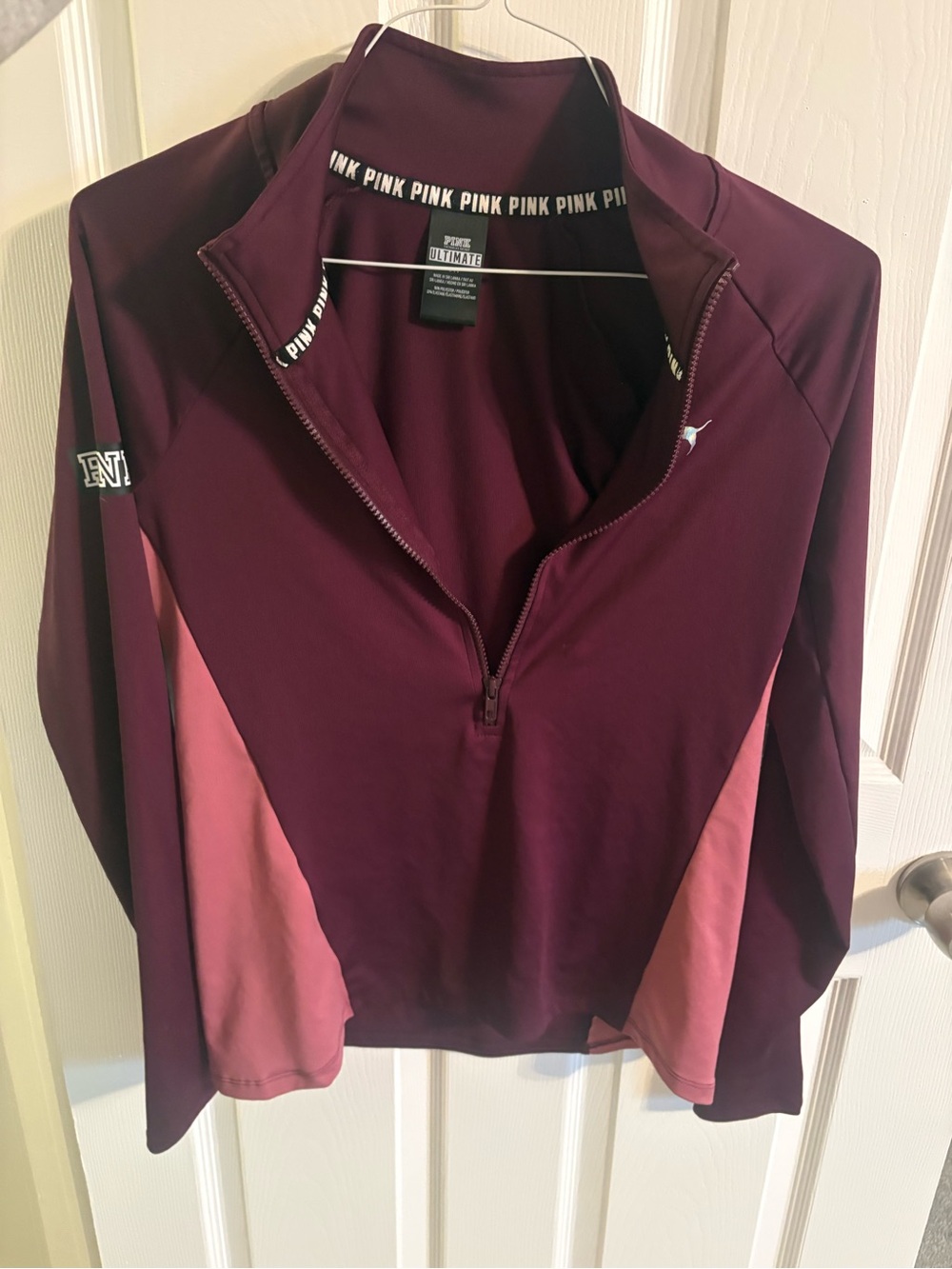 Victoria's Secret Maroon & Pink Quarter-Zip Pullover